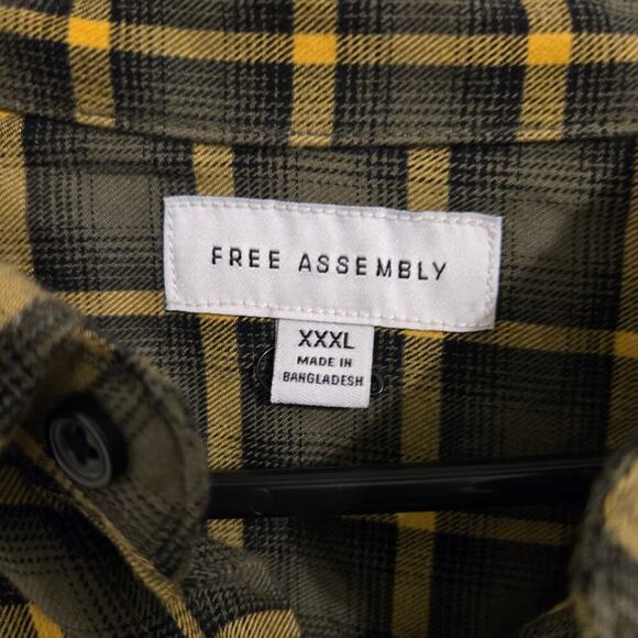 Free Assembly Men’s 3XL Plaid Button Down Shirt Casual Long Sleeve Top Shacket - Picture 2 of 7